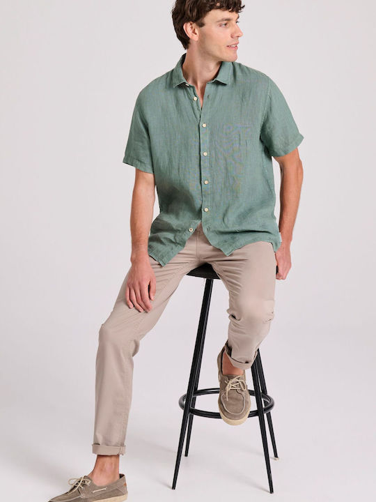 Garage Fifty5 Men's Shirt Short Sleeve Linen Green