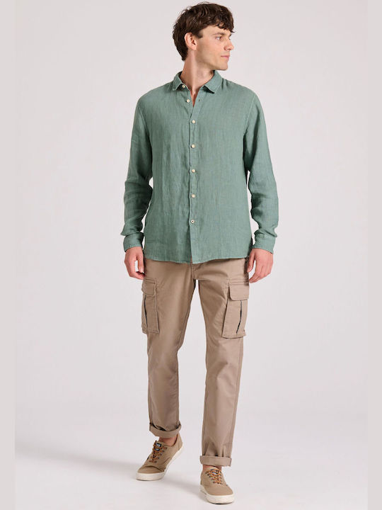 Garage Fifty5 Men's Shirt Long Sleeve Linen Green