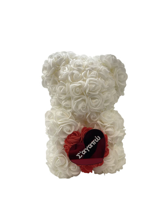 Teddy Bear Rose Bear with roses and plexiclass red I love you in a gift box. 20cm