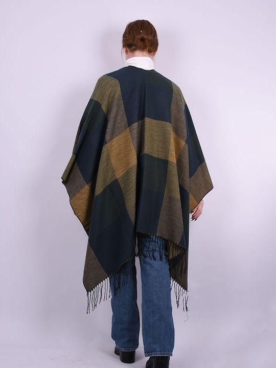 Poncho women's plaid Khaki