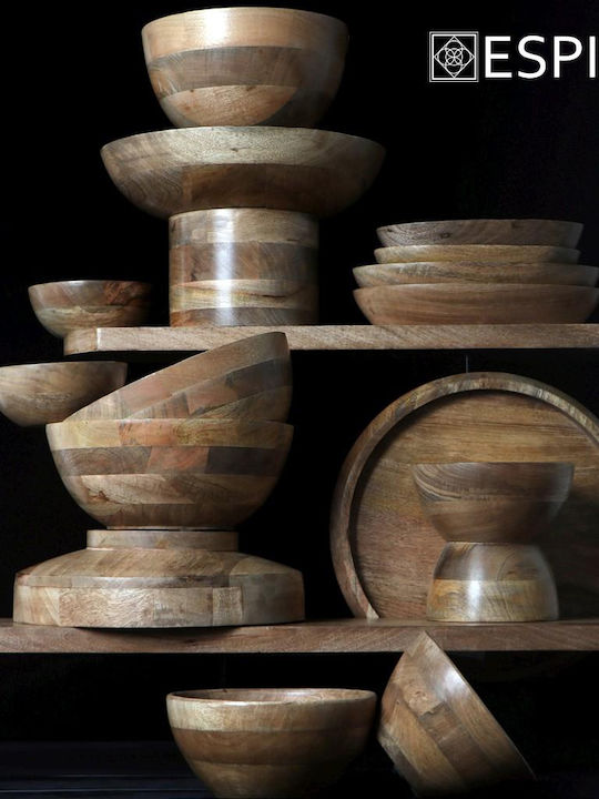 Espiel Διακοσμητικό Μπωλ Ξύλινο Μπεζ 21x12x12cm