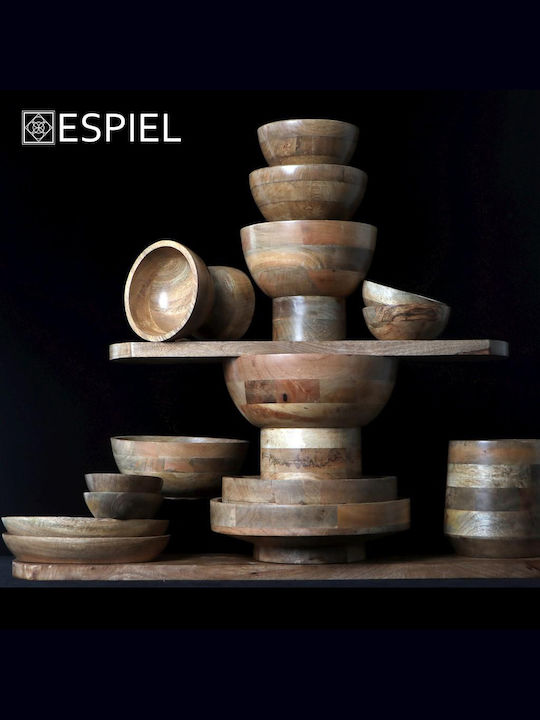 Espiel Διακοσμητικό Μπωλ Ξύλινο Μπεζ 21x12x12cm