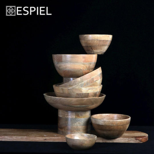 Espiel Διακοσμητικό Μπωλ Ξύλινο Μπεζ 21x12x12cm