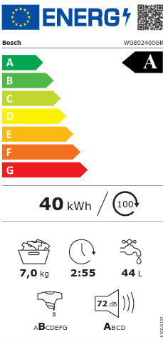 Bosch Πλυντήριο Ρούχων 7kg 1400 Στροφών Speed Perfect WGE02400GR