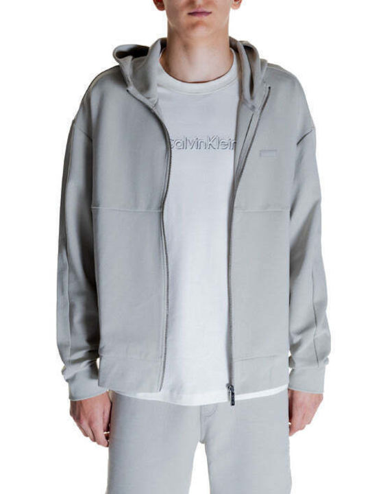 Calvin Klein Men's Sweatshirt Jacket with Hood and Pockets Gray