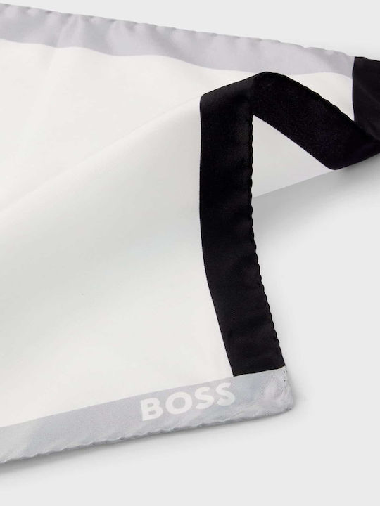 Μεταξωτό Μαντήλι Boss Λευκό Μαύρη Γκρι Μπορντούρα