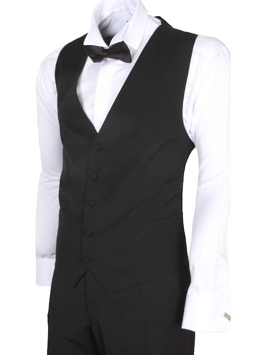 Men's Suit with Vest Regular Fit Black