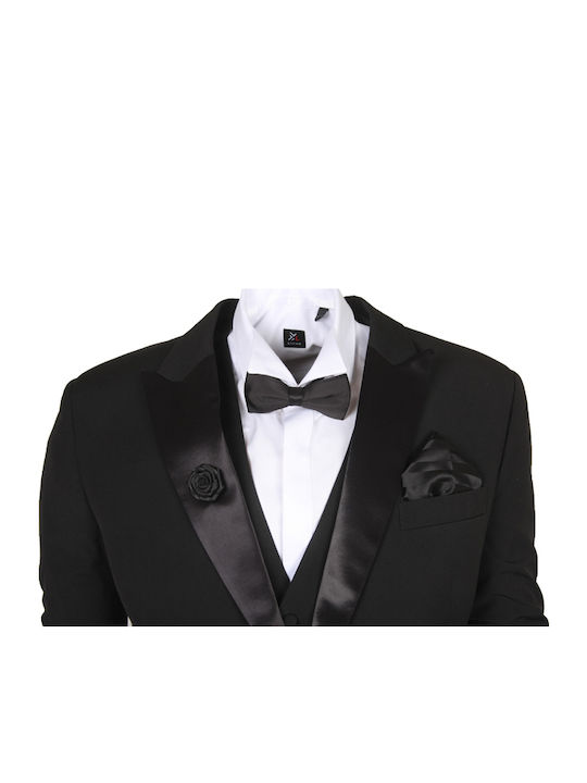 Men's Suit with Vest Regular Fit Black