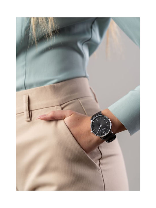 Uhr mit Schwarz Lederarmband