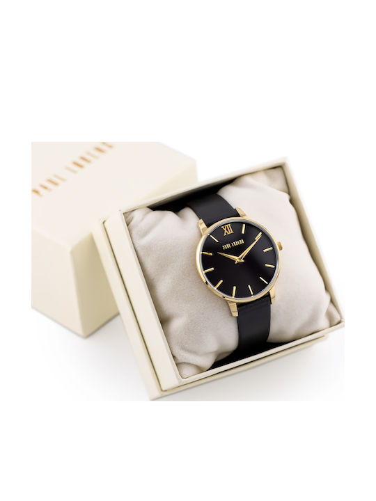 Paul Lorens Women's Watch with Black Leather Strap