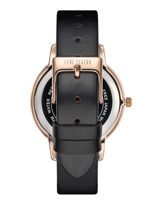 Paul Lorens Women's Watch with Black Leather Strap