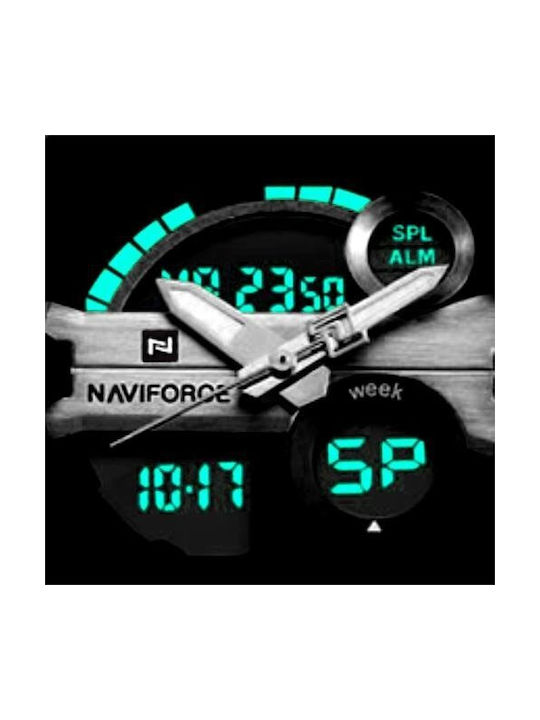 Naviforce Digital Ceas Baterie cu Negru Brățară metalică
