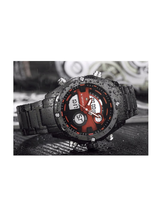 Naviforce Digital Ceas Baterie cu Negru Brățară metalică
