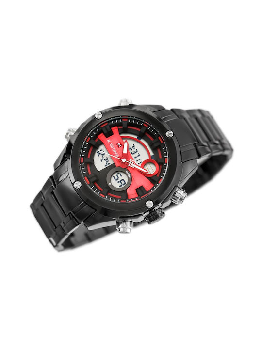 Naviforce Digital Ceas Baterie cu Negru Brățară metalică