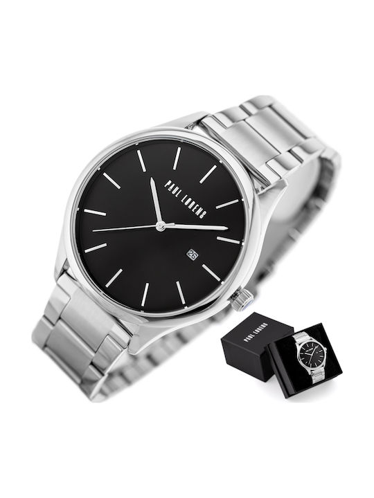 Paul Lorens Men's Watch 44mm Battery with Silver Stainless Steel Bracelet