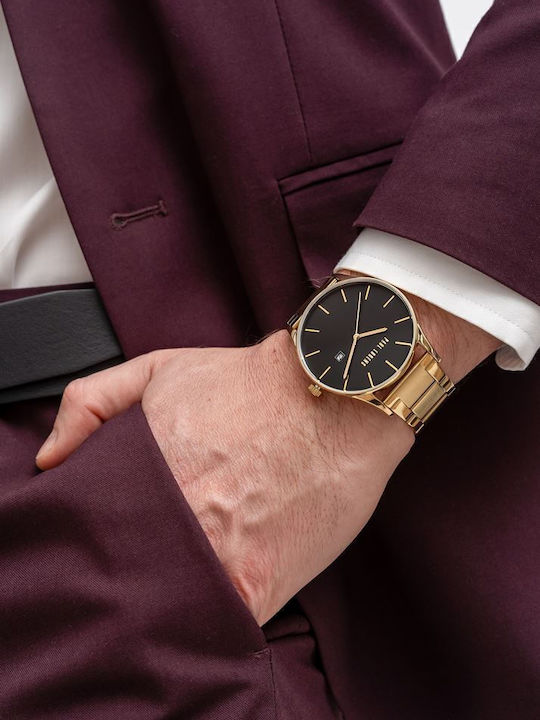 Paul Lorens Men's Watch 45mm Battery with Gold Stainless Steel Bracelet