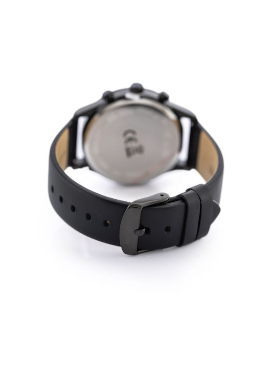 Paul Lorens Men's Watch 44mm Battery with Black Leather Strap