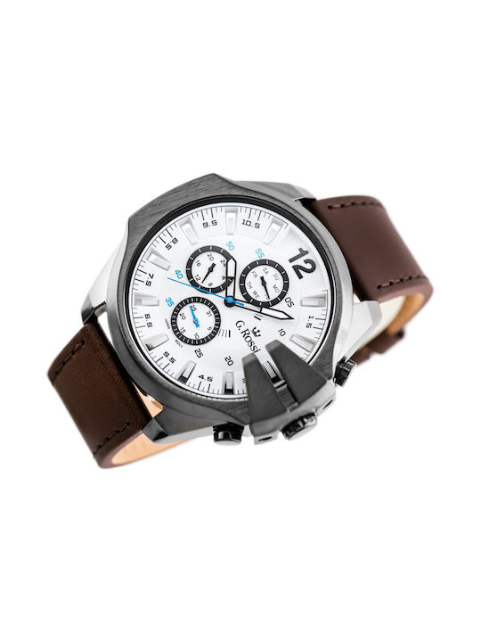 G.Rossi Watch Battery with White Leather Strap