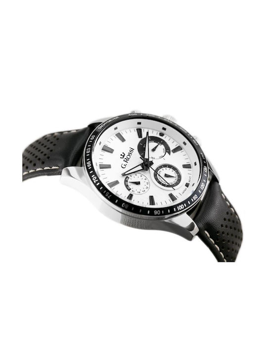 G.Rossi Watch Battery with White Leather Strap