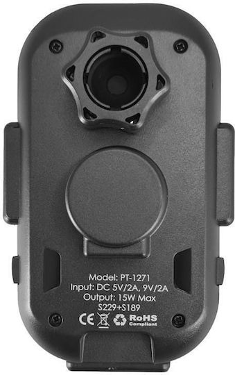 Powertech Car Mobile Mount with Adjustable Hooks and Wireless Charging Black