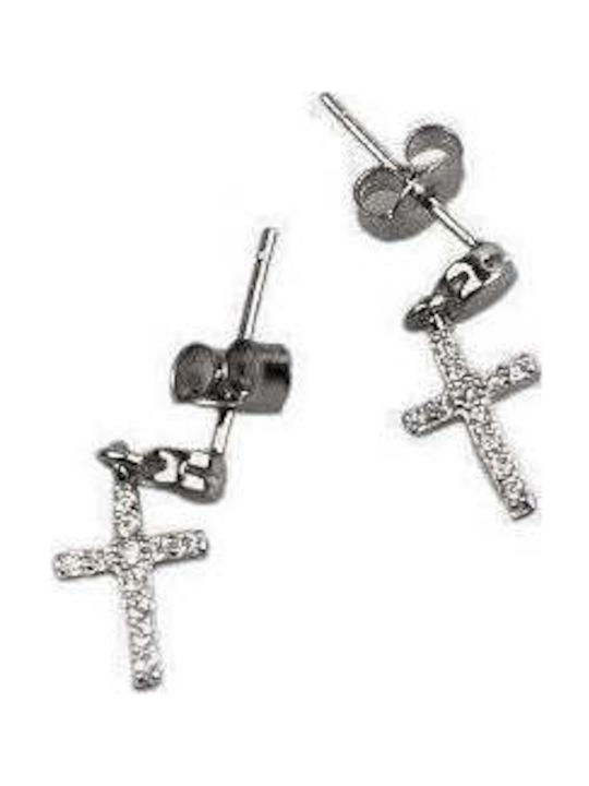 925 Silver Earrings Stones Cross