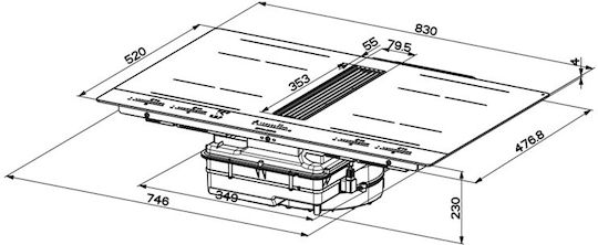 Faber Galileo Stripes A830 Induction Cooktop Autonomous with Hood 83x52εκ.