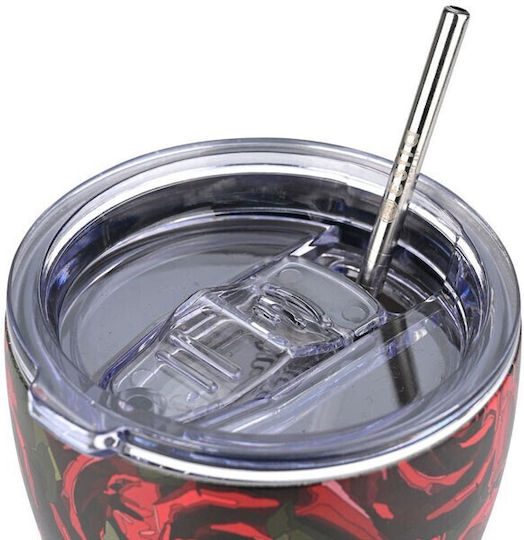 Estia Coffee Mug Save The Aegean Pahar Termos Oțel inoxidabil Fără BPA 350ml Twilight Rose cu Pai