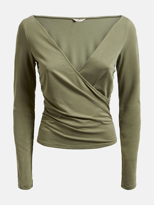 Guess Bluza de Damă Mânecă lungă Olive