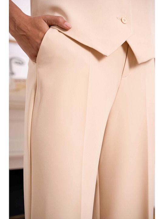 Women's Fabric Trousers Beige