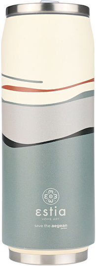 Estia Travel Cup Save the Aegean Recyclable Glass Thermos Stainless Steel / Plastic BPA Free 500ml Ecozen Horizon with Straw