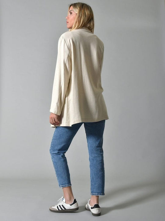 Belle Femme Long Women's Blazer Beige