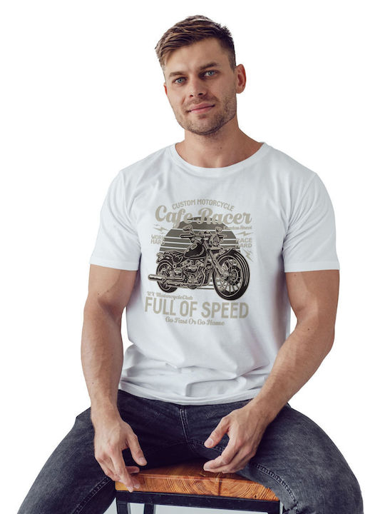 Pop Culture Cafe Racer Full Of S[peed T-shirt Λευκό