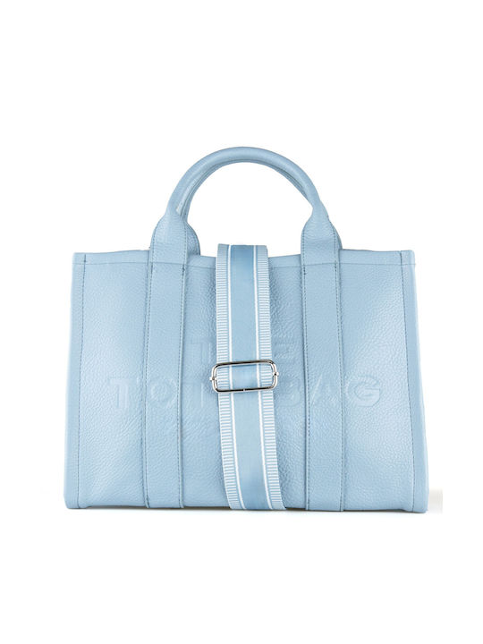 Hellblaue Handtasche mit Prints Hellblau