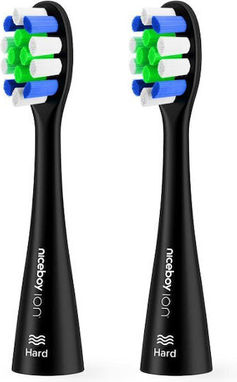 Capete de înlocuire pentru periuțe de dinți electrice Niceboy Ion Sonic Lite Hard Black 2 buc