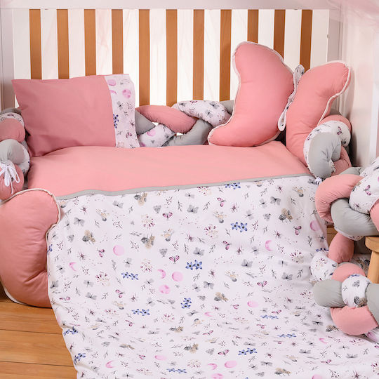 abo Baby Crib Bedding Set Flowers & Butterflies 9pcs Pink