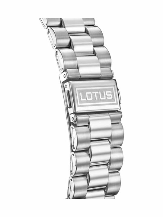Lotus Watches Ανδρικό Ρολόι Μπαταρίας με Ασημί Μεταλλικό Μπρασελέ