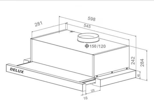 Delux Retractable Vent Hood Retractable Vent Hood 60cm Black with Wi-Fi