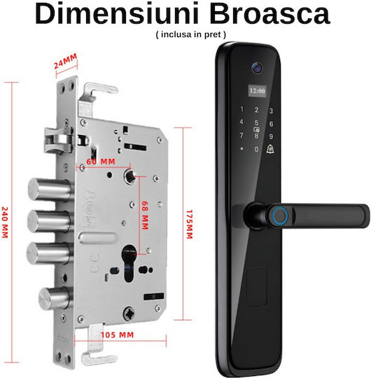 Electronic Lock in color Black with Connectivity Wi-Fi