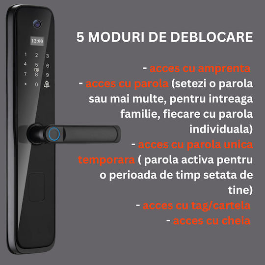 Electronic Lock in color Black with Connectivity Wi-Fi