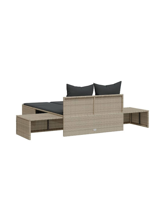 Ξαπλώστρα Διπλή Rattan με Μαξιλάρι Γκρι 104x162εκ.