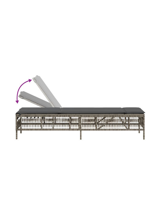 Градински и басейнови шезлонги Rattan с сива възглавница 2бр 198x55x39см