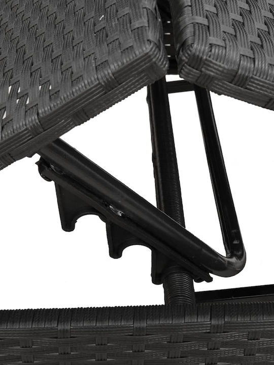 Ξαπλώστρα Rattan με Μαξιλάρι Μαύρη 2τμχ 200x59x26εκ.