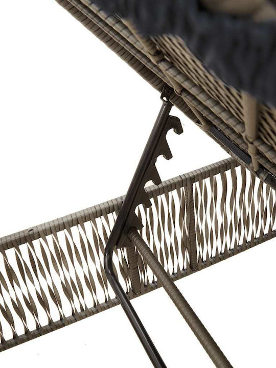 Градински и басейнови шезлонги Rattan с сива възглавница 2бр 198x55x39см