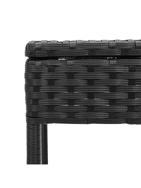 Ξαπλώστρα Rattan με Μαξιλάρι Μαύρη 2τμχ 200x59x26εκ.