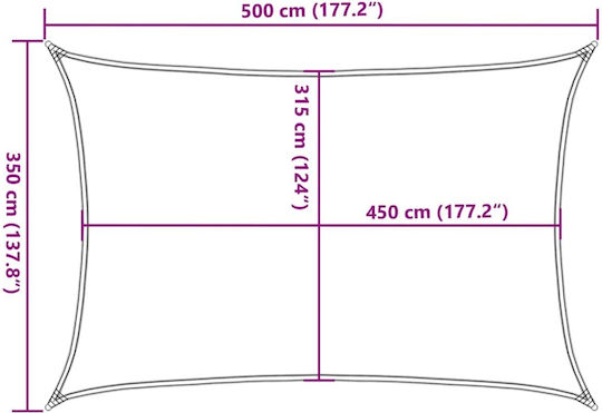 vidaXL Rectangular Shade Sail Beige 3.5x5m 160gr/m²