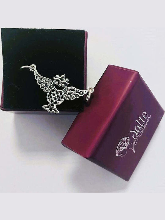 Pendant Jolie Silver Silver 925 Owl Patinated Model 30 X 15 Mm 2.4 G