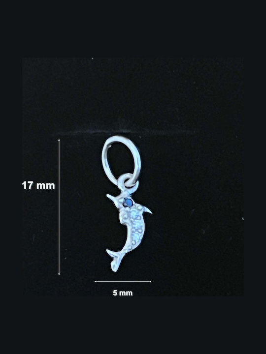 925 Silver Pendant Jolie Silver Dolphin Model Zircons 17 X 5 Mm 0.5 G