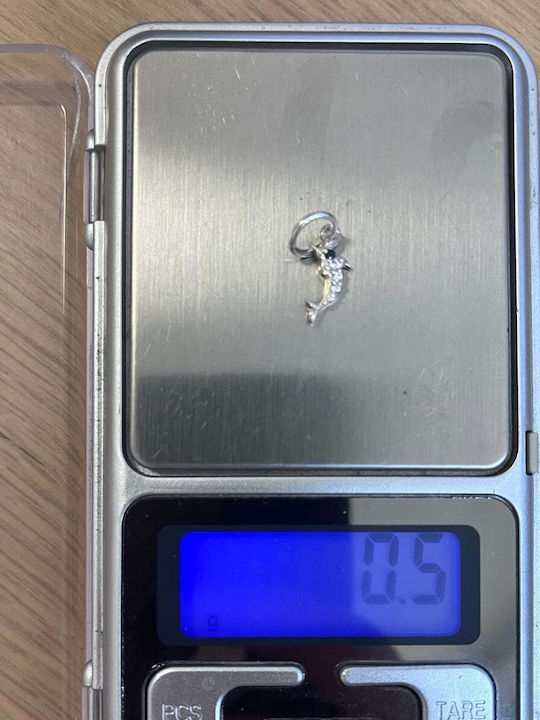Pandantiv din argint 925 model delfin Jolie cu zirconi 17 x 5 mm 0.5 g