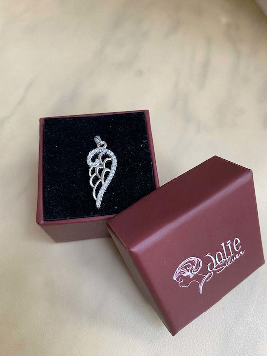 Pendant Jolie Silver Sterling Silver 925 Wing Stones Design 1.1 G 25x10 Mm