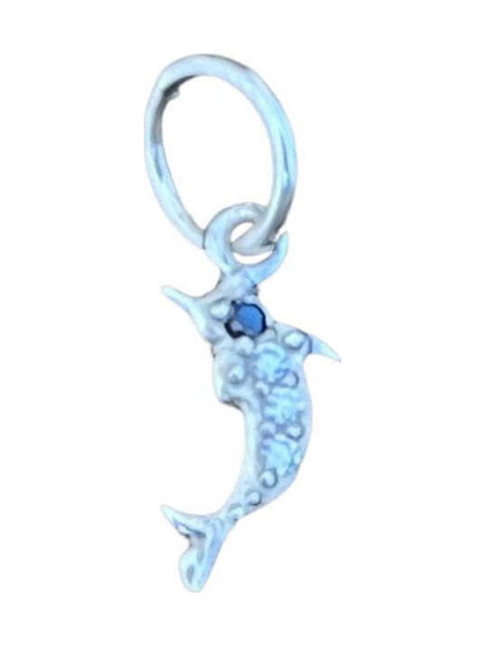 Pandantiv din argint 925 model delfin Jolie cu zirconi 17 x 5 mm 0.5 g